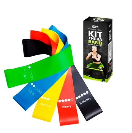 Faixa Elástica Para Treino Academia Kit 5 Unidades Mini Band