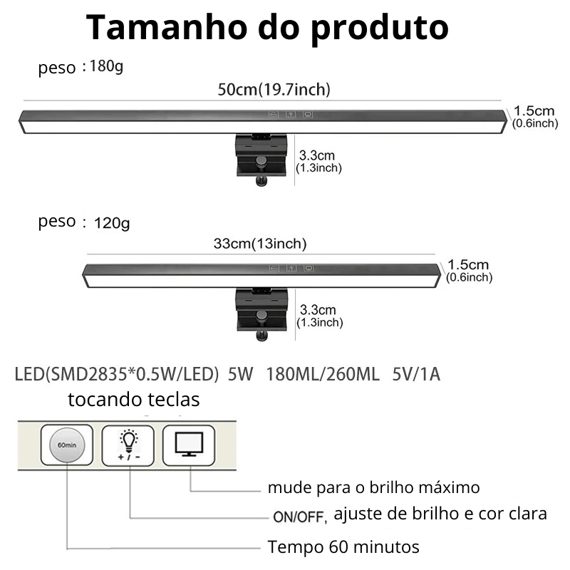 Luminária LED para Monitor - Prático®